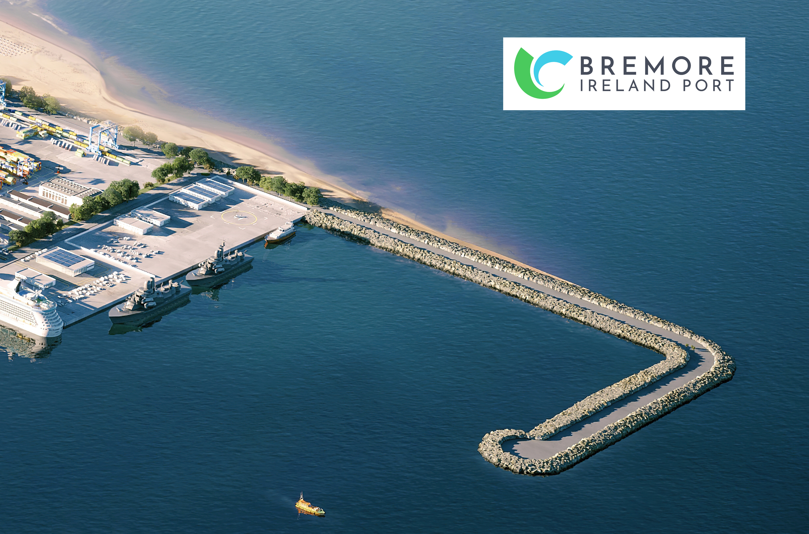 aerial view of proposed port at Bremore